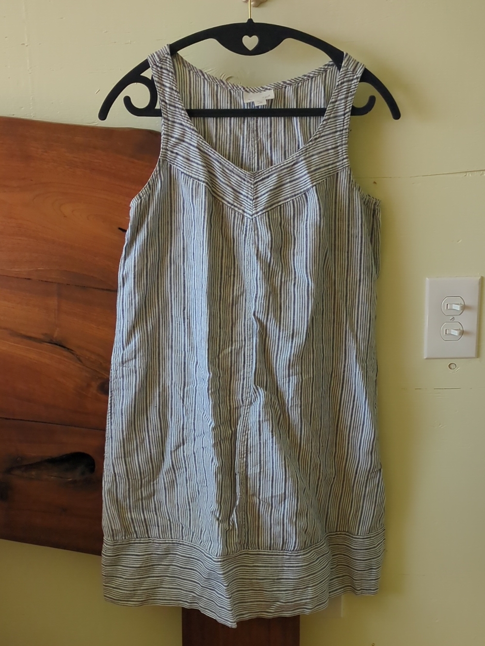 J. Jill Blue and White Striped Sleeveless Linen Dress